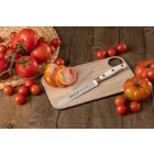 Paradicsomszeletelő kés, 13 cm-es recés kovácsolt penge, Arcos Riviera Blanc, fehér szegecselt nyéllel 