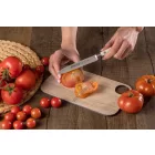 Paradicsomszeletelő kés, 13 cm-es recés kovácsolt penge, Arcos Riviera Blanc, fehér szegecselt nyéllel 