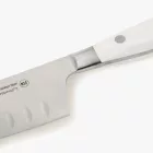 Santoku japán kés, 18 cm kovácsolt pengével, Arcos Riviera Blanc, fehér szegecselt nyéllel