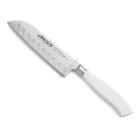 Santoku japán kés, 14 cm kovácsolt pengével, Arcos Riviera Blanc, fehér szegecselt nyéllel