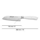 Santoku japán kés, 14 cm kovácsolt pengével, Arcos Riviera Blanc, fehér szegecselt nyéllel