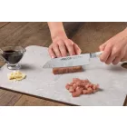 Santoku japán kés, 14 cm kovácsolt pengével, Arcos Riviera Blanc, fehér szegecselt nyéllel