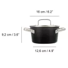 Magas lábas fedővel, 1,5 liter, 16 cm átm., kerámia tapadásmentes bevonat, indukciós, Arcos Samoa Ceramic