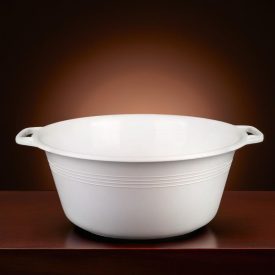 Műanyag füles tál, erős, 36 cm, 9 liter, fehér