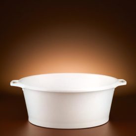   Sózókád, erős műanyag, 70 liter, ovális, fehér, 72×57×30 cm