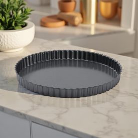 Tortaforma bordázott, egyenes éllel, kerek, 28×3 cm