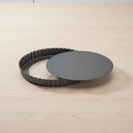   Tortaforma bordázott, egyenes éllel, kivehető alap, kerek, 23×2,8 cm