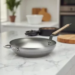 Wok bükkfa nyéllel, füllel, 32 cm, de Buyer, vas