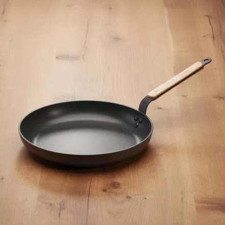 Serpenyő bükkfanyéllel, indukciós, 32 cm, tapadásmentes, de Buyer