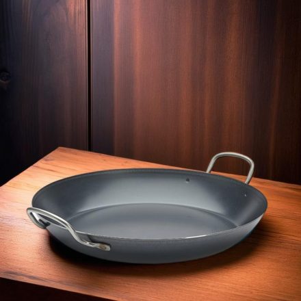 Paella vasserpenyő, 37 cm, La Lyonnaise, kékacél, de Buyer