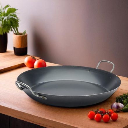 Paella vasserpenyő, 42 cm, La Lyonnaise, kékacél, de Buyer