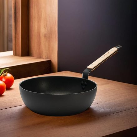 Mély serpenyő, 28 cm, bükkfanyéllel, tapadásmentes, de Buyer