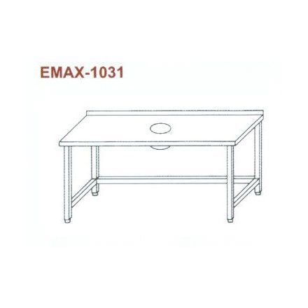 Rozsdamentes munkaasztal hulladékledobó nyílással, hátsó felhajt. Emax-1031, 1.4016-os anyagból 1800×700×850