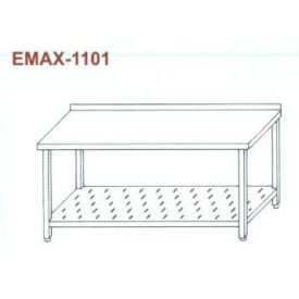   Rozsdamentes munkaasztal perforált alsó polccal, hátsó felhajt. Emax-1101, 1.4016-os anyagból 1000×700×850