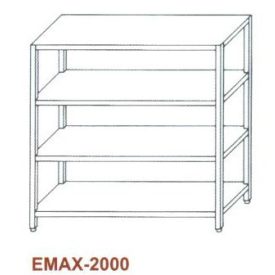   Rozsdamentes tárolóállvány 4 sima polccal Emax-2000, 1.4016-os anyagból 1000×500×1800