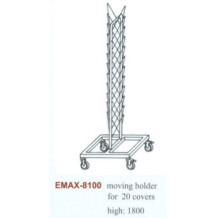 Fedőtartó gördíthető rozsdamentes, Emax-8100, (20 db fedő), 180 cm magas