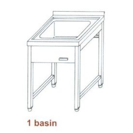   Nagykonyhai mosogató 1 medencés, 50x50x25 cm medenceméret, rozsdamentes