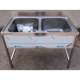   Nagykonyhai mosogató 2 medencés, 50x60x30 cm medenceméret, rozsdamentes