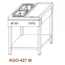   Gázüzemű főzőasztal, 4 égő, 2 rács + 1 melegítőlappal KGO-427 M 2