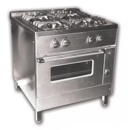 Gáztűzhely, GN 2/1 elektromos sütővel, 4 égő, 4 ráccsal TGV-800