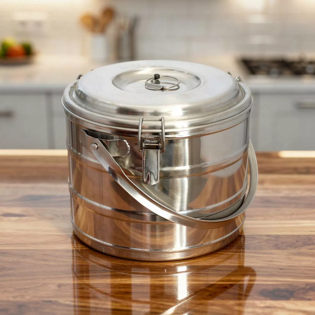 Badella, ételszállító, 10 liter, duplafalú, 30×23 cm, rozsdamentes