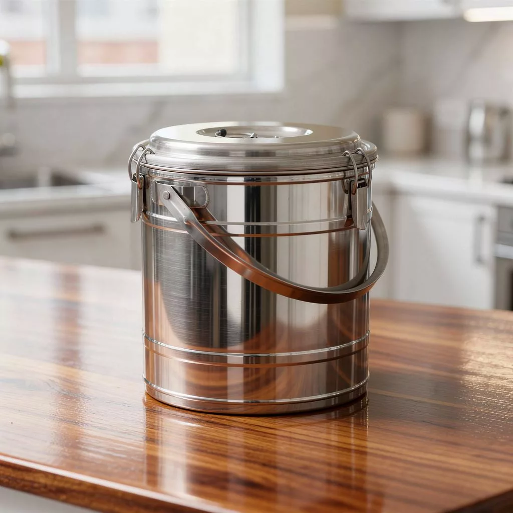 Badella, ételszállító, 15 liter, duplafalú, 30×32 cm, rozsdamentes