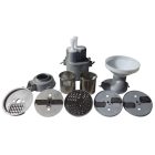 Passzírozó, szeletelő, kockázó, reszelő PSZK-150 segédgép, egyetemes konyhagéphez, 5 féle tárcsa,150-240 kg/óra