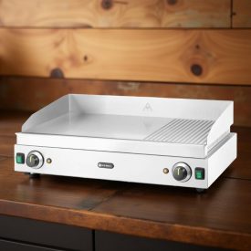   Rostlap, 1/3 bordázott, rozsdamentes, 230V/3500W, 68x41 cm sütőfelület