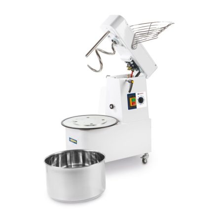 Keverő-dagasztógép, 22 l, 56 kg/óra, felemelhető fej és kivehető tál, 230V/750W, 40×67,2×73 cm