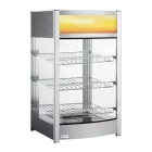 Pultra helyezhető melegentartó vitrin, 97 liter, 230V/800W, 46×46,7×78,5 cm