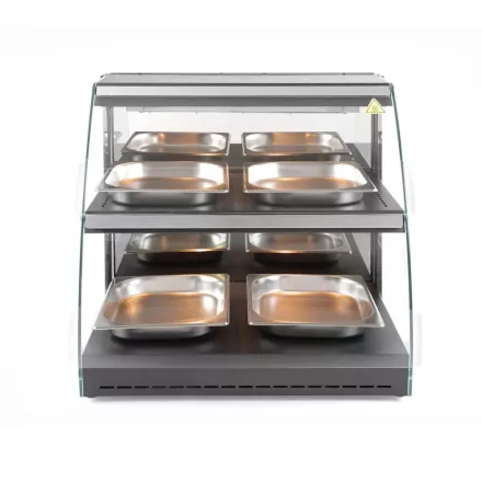 Kvarcfűtéses pultra helyezhető melegentartó vitrin, kétszintes, 230V/560W