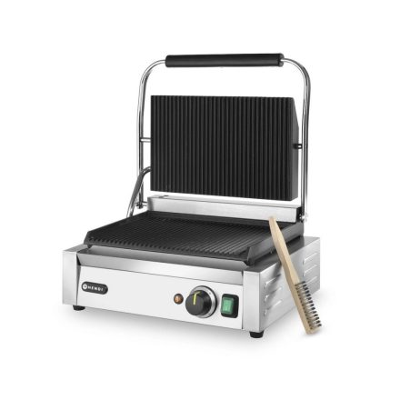 Kontaktgrill bordázott felülettel, 1 fedlap, 230V/2200W, 43,2×39,6×21,4 cm