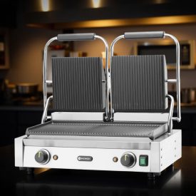   Kontaktgrill, dupla, teljesen bordázott, 230V/3600W, sütőfelület 47x23 cm
