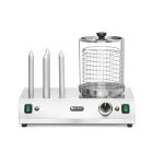 Kolbász- és hot dog melegentartó, 4 tüskés, 220-240V/550W