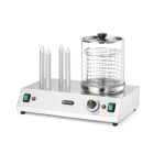 Kolbász- és hot dog melegentartó, 4 tüskés, 220-240V/550W