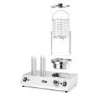 Kolbász- és hot dog melegentartó, 4 tüskés, 220-240V/550W