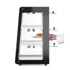 Pultra helyezhető melegentartó vitrin, 220-240V/500W, 47,2×44,7×77,5 cm