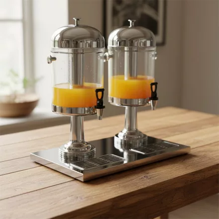 Juice-adagoló, 2×8 l tartály, dupla, jégkása-tartóval, HENDI