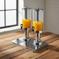   Juice-adagoló, 2×3 l tartály, dupla, jégkása-tartóval, HENDI