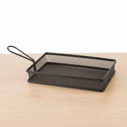 Hasábburgonya-kínáló kosár, 25,5×13,5×4,5 cm, fekete matt