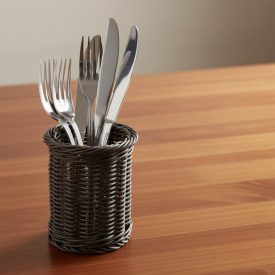 Evőeszköztartó, 10×12 cm, fekete, polipropilén