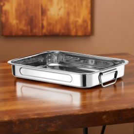 Sütőtepsi füllel, 38,5×27,5×6 cm, rozsdamentes