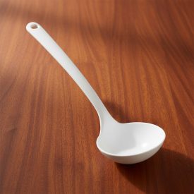 Szószmerőkanál, 140 ml, 30×9,3 cm, műanyag, fehér
