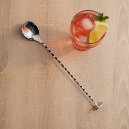 Koktélkanál koktéltörővel, 28 cm, rozsdamentes, BarUp