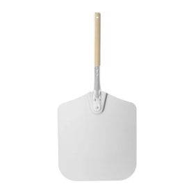   Pizzalapát rövid fa nyéllel, 66 cm, lapátfej: 30x30 cm, alumínium