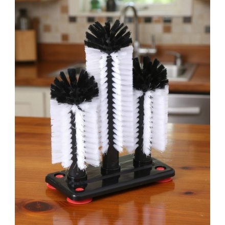 Pohármosó kefe, 3 mosó, 19×10×25 cm