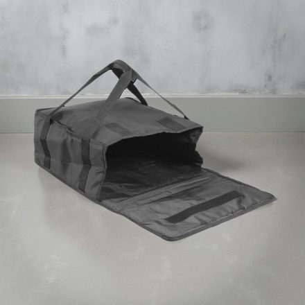Pizzaszállító táska, fekete, 47×47×21 cm, 5 mm habbélés