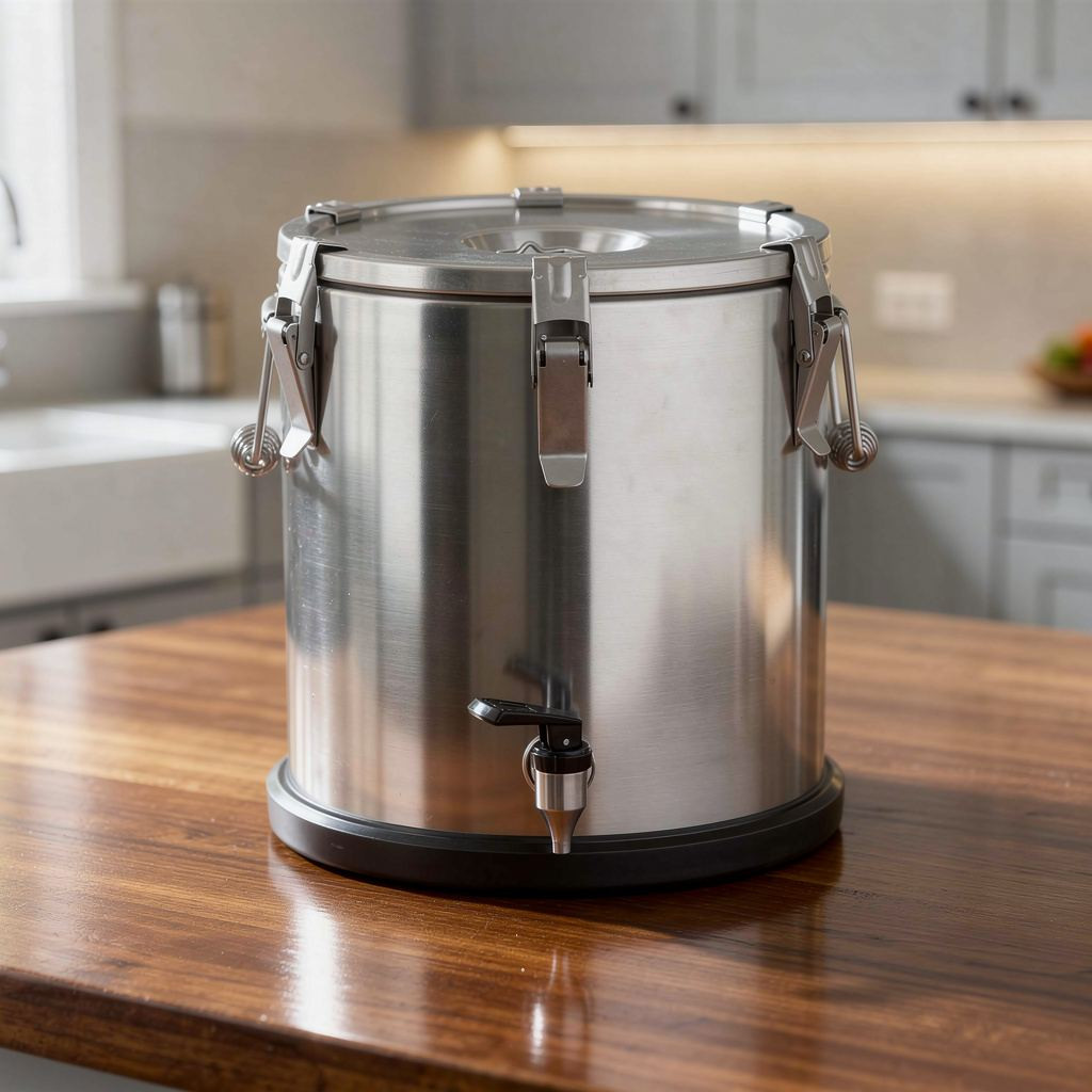 Italszállító badella csappal, 20 liter, duplafalú hőszigetelt, gumitalpas, HENDI