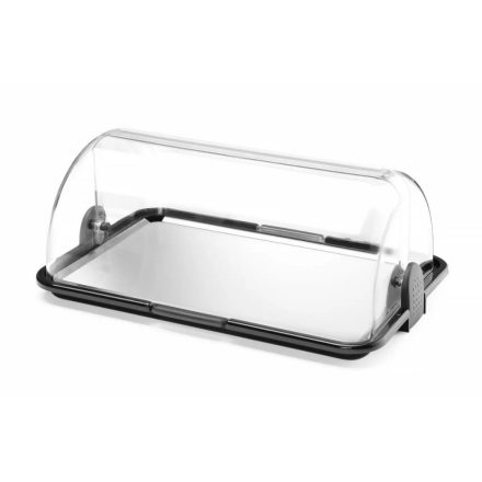 Bemutató tálca roll-top fedővel, hűthető/fűthető, 46,5×31,5×19,5 cm