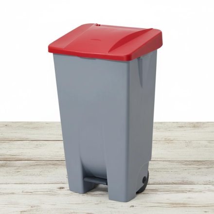 Pedálos szemetes 120 liter, piros tetővel 